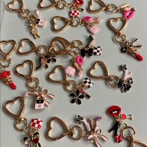 Hone made Gold Heart Bag Charm/Keychain with Accessory Charms - Super Cute!🥰